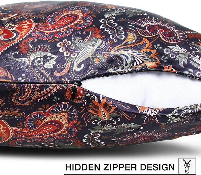 MANSPHIL Purple Paisley 100% Silk Pillowcases King Size, Bohomian Brown Floral - Image 5