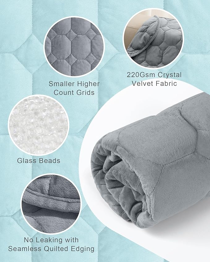 Cottonblue Weighted Lap Blanket Pad 7 lbs 41" x 60", Cozy Luxury Crystal Velvet - Image 4