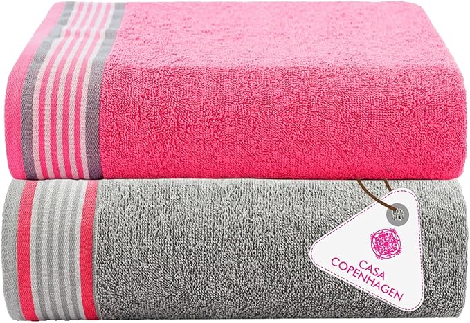 CASA COPENHAGEN He & She 2Pcs 100% Egyptian Cotton Large Designer Bathsheet by CASACOPENHAGEN