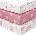 Baby Mini Crib Sheets Girl, Portable 38”x26” Pack and Play Sheets Fitted by FIEMOL