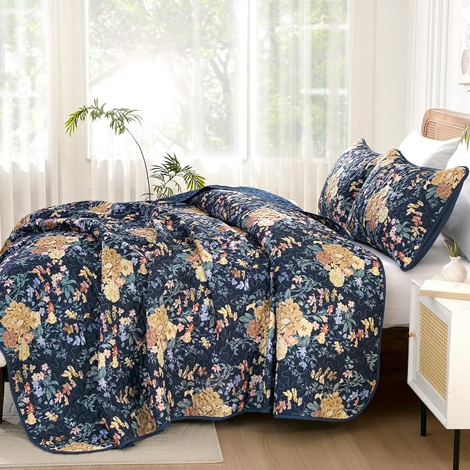 WONGS BEDDING Quilt Queen Size, Botanical Quilt - Image 3