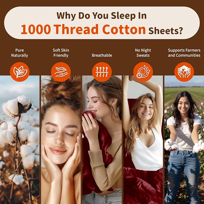 LBRO2M 1000 Thread Count 100% Egyptian Cotton Sheets Set Twin, 3 Piece Sets Bed - Image 4