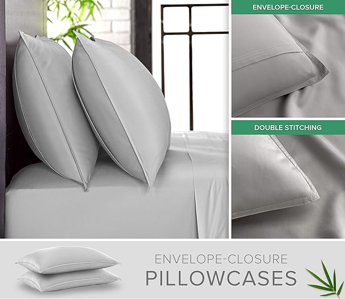 Queen Pillowcases by Pure Bamboo, Genuine 100% Organic Viscose Derived from - Image 2