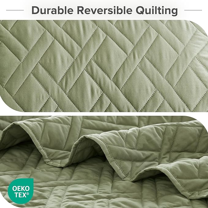 Comfort Spaces King Quilt Set Modern Reversible Diamond Coverlet King Bedding - Image 4