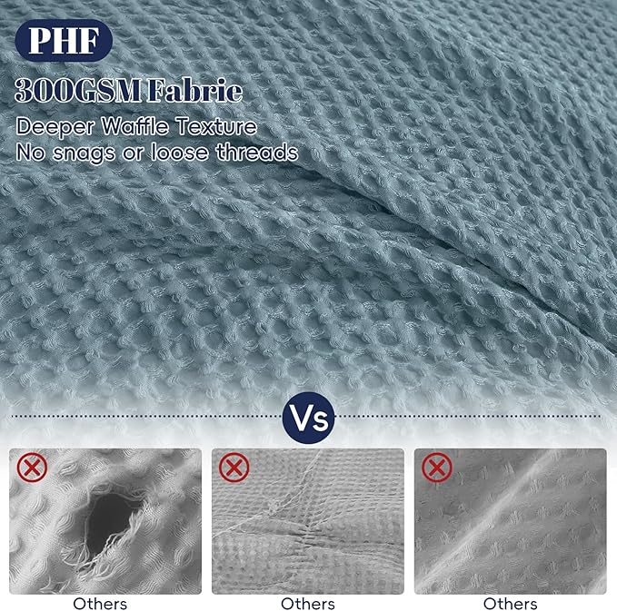 PHF Waffle Duvet Cover Set Queen Size, No Snagging Ultra Soft Luxury Textured - Image 3