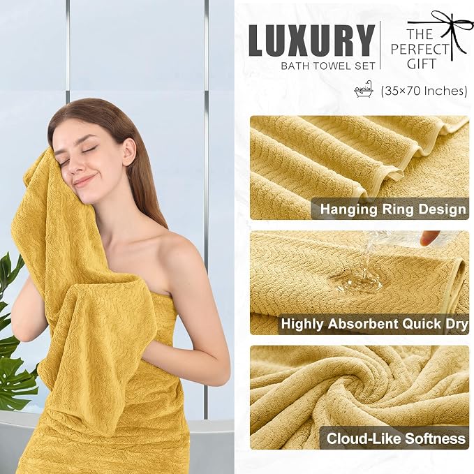 4 Piece Extra Large Bath Towel 35"x70" Oversized Bath Sheet Bath Towel Set - Image 9
