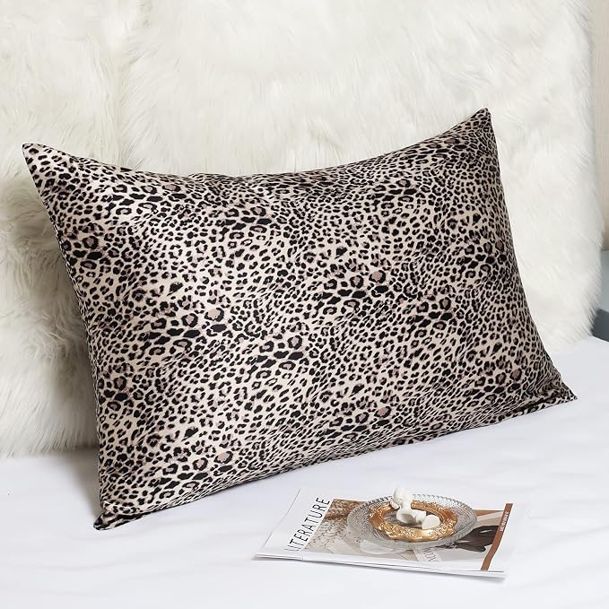 MANSPHIL Leopard Brown Print 100% Silk Pillowcase King Size, Hidden Zipper - Image 3