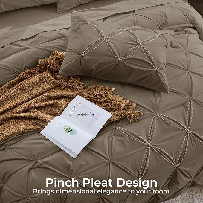 Sasttie Twin Comforter Set, 5-Piece Bed in a Bag, Pintuck Bedding Sets - Image 4