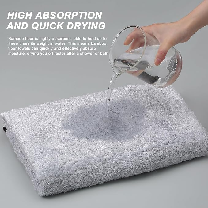 Aibaser Viscose from Bamboo and Cotton Bath Towels Set of 6-27x54 Inch Ultra - Image 5