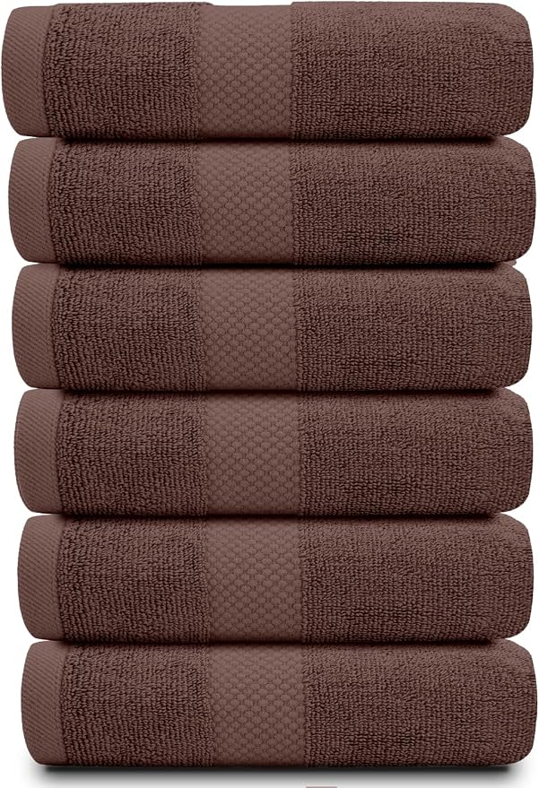 White Classic Luxury Brown Hand Towels - Image 2