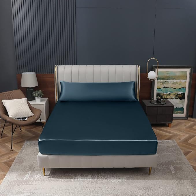 Homiest Deep Sea Blue Satin Fitted Sheet - Image 8