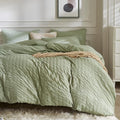 JELLYMONI Light Green Duvet Cover Queen Size, Soft Breathable Seersucker Duvet by JELLYMONI