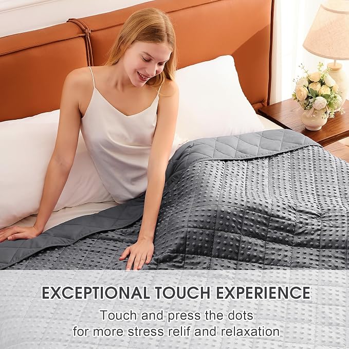 Grey Weighted Blanket for Adults 12lbs, Twin Full Size Cooling Minky Heavy - Image 3