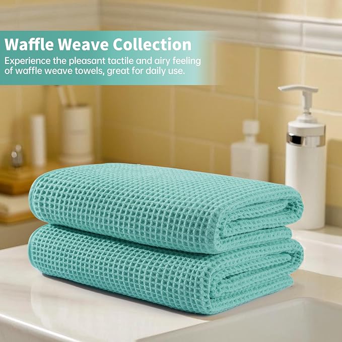 MICROFI Microfiber Waffle Bath Towels, 4 Pieces, Fast Drying, Lint Free 430 GSM - Image 6