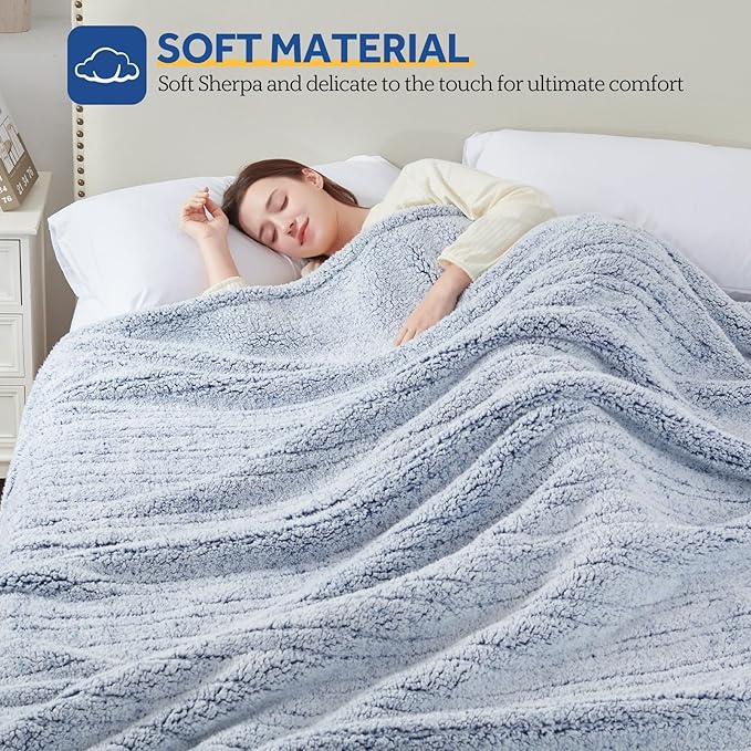 Sealy Electric Blanket Full Size, Soft Sherpa Heated Blanket Single Control - Image 3