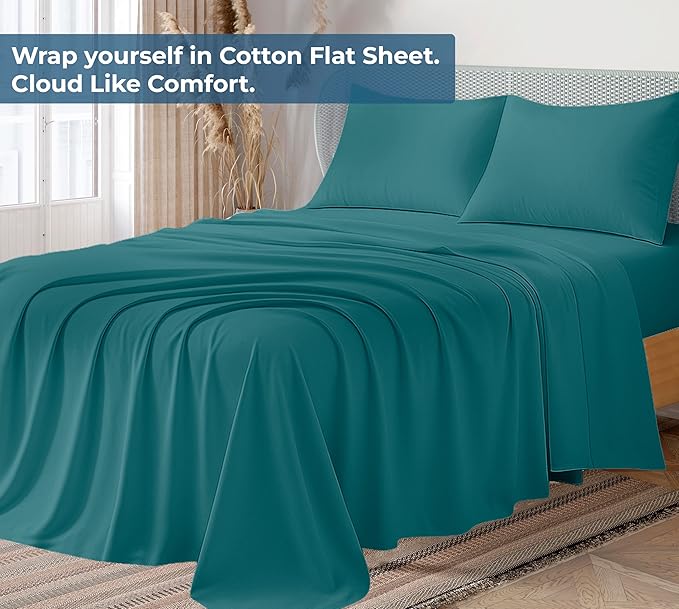 Royale Linens 100% Organic Cotton Twin XL Flat Sheet Only - Image 2