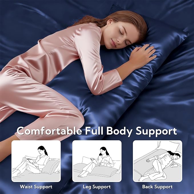 MR&HM Satin Body Pillow Cover, Soft and Breathable Body Pillow Case - Image 5