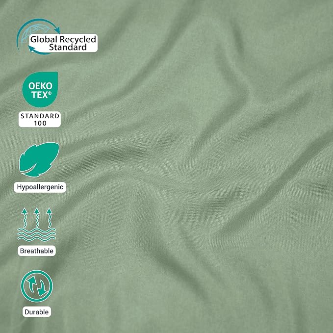 ZPECC Queen Flat Sheet Only 1 Pack, Durable Sage Green Top Bed Sheets - Image 2