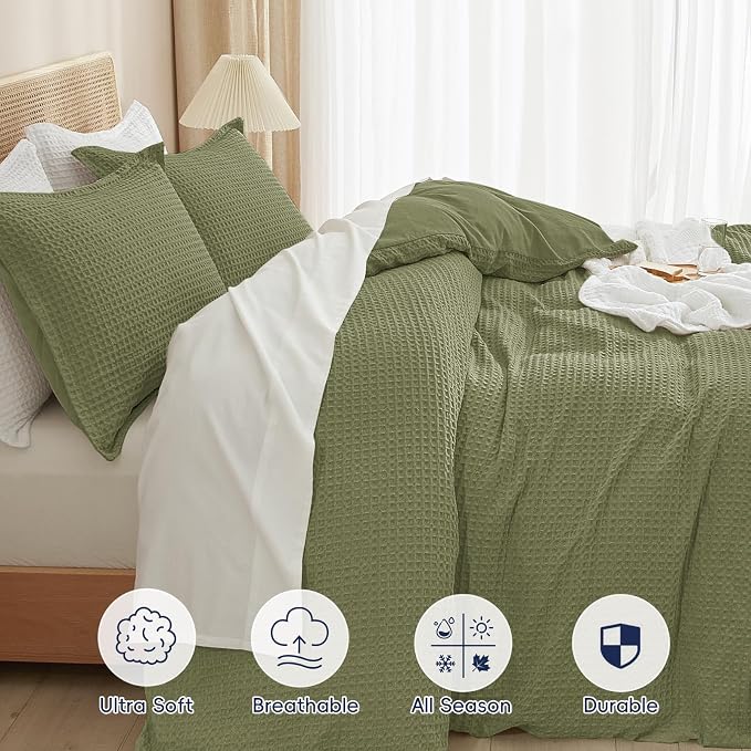 PHF Waffle Duvet Cover Set Twin/Twin XL Size, No Snagging Ultra Soft Luxury - Image 4