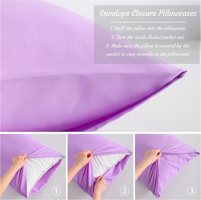 NTBAY Body Pillow Cases Set, 2 Pack Brushed Microfiber 20x54 Inches, Stain - Image 7