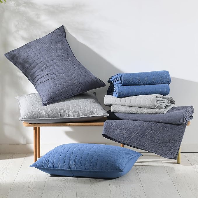 HORIMOTE HOME Steel Blue Twin Size Quilt Set - Image 8