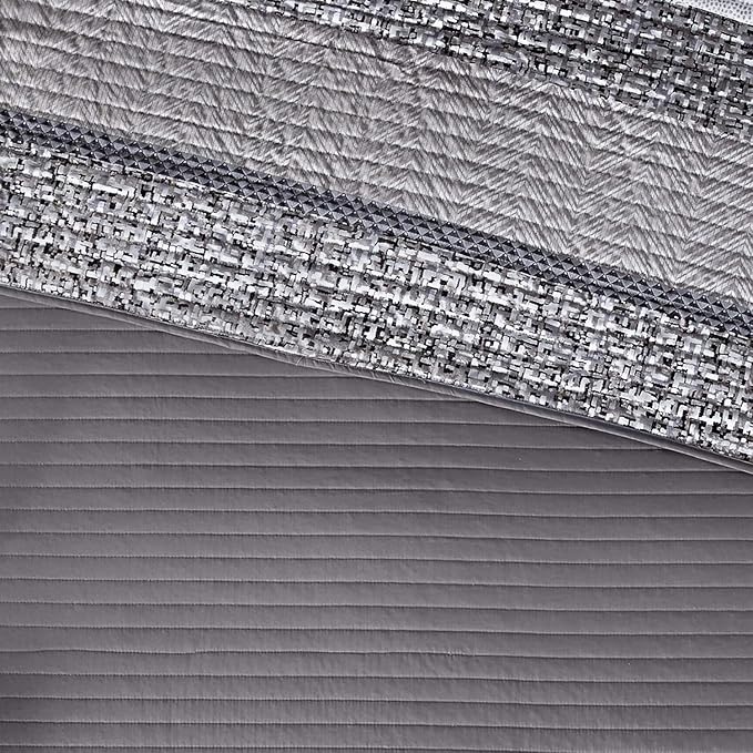 Madison Park King Quilt Set Lustrous Jacquard & Glitter Accent Coverlet Set - Image 19