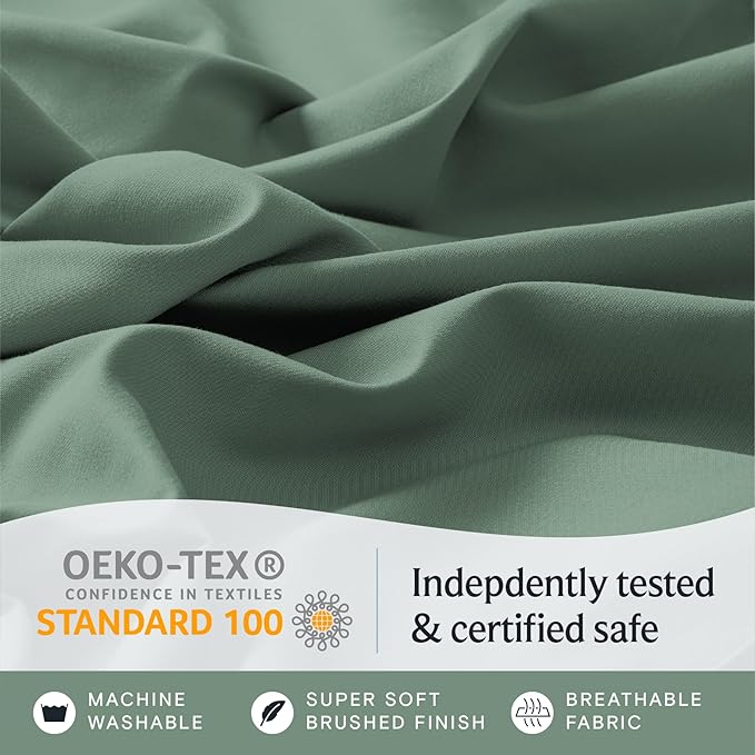 LuxClub 3 PC Sheet Set Sheets Deep Pockets 18" Eco Friendly Wrinkle Free Sheets - Image 5