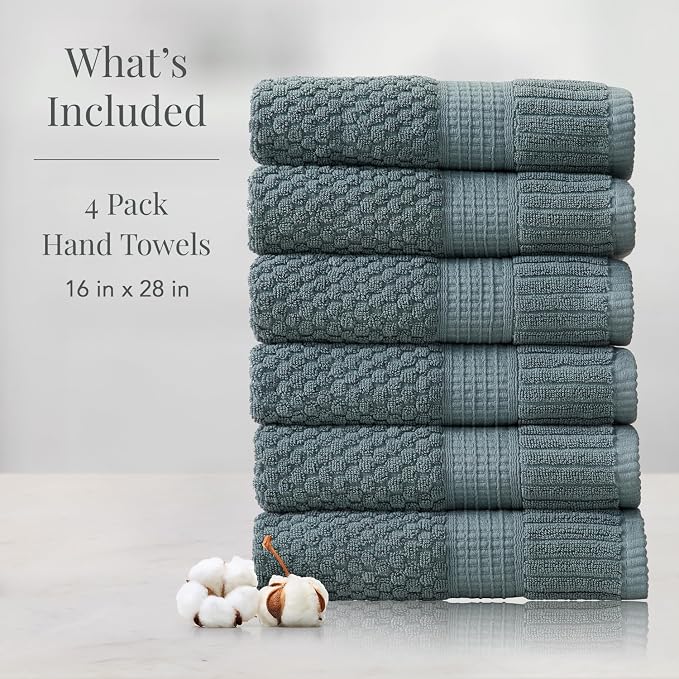 NY Loft 100% Cotton Hand Towel 6 Pack Hand Towel Set | Super Soft & Absorbent - Image 2