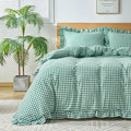 Gingham Duvet Cover Full Size, 3 Pieces Soft Breathable Microfiber Plaid by Kisswish