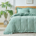 Gingham Duvet Cover King Size, 3 Pieces Soft Breathable Microfiber Plaid by Kisswish