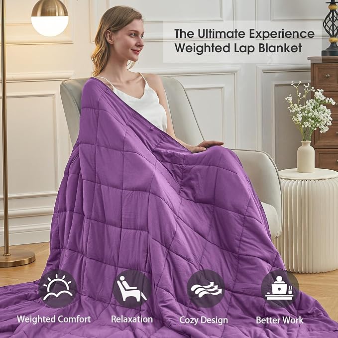 Purple Weighted Blanket for Adults 20lbs, King Size Cooling Heavy Throw Blanket - Image 4
