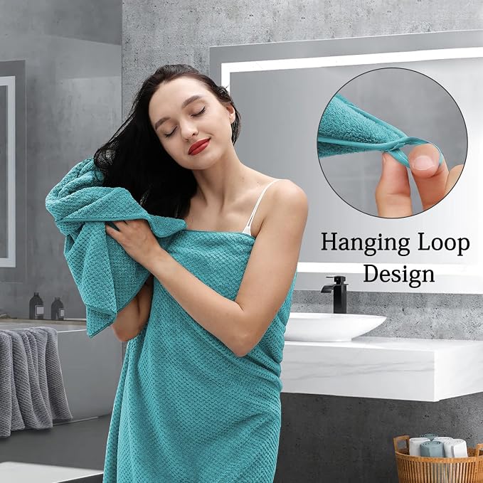 8-Piece Aqua Bath Towels Set, 2 Oversized Large Bath Towels Sheet, 2 Hand - Image 7