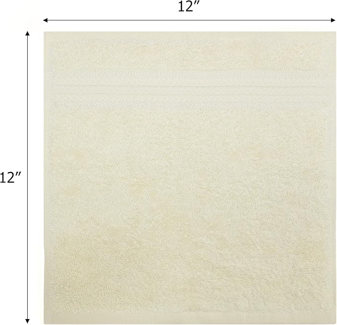 Cotton Craft Ultra Soft 12 Pack Wash Cloths 12x12 Ivory Weighs 2 Ounces Each - Image 2