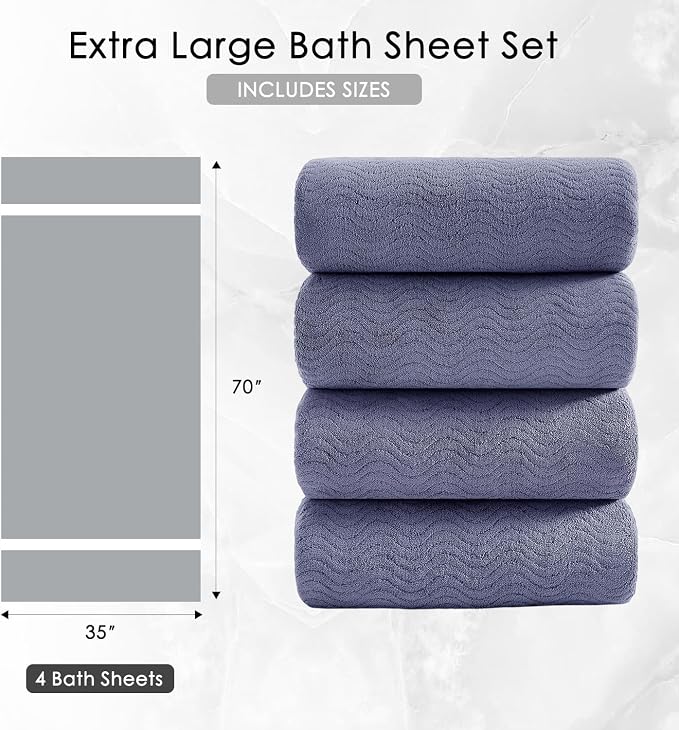 4 Piece Extra Large Bath Towel 35"x70" Oversized Bath Sheet Bath Towel Set - Image 5