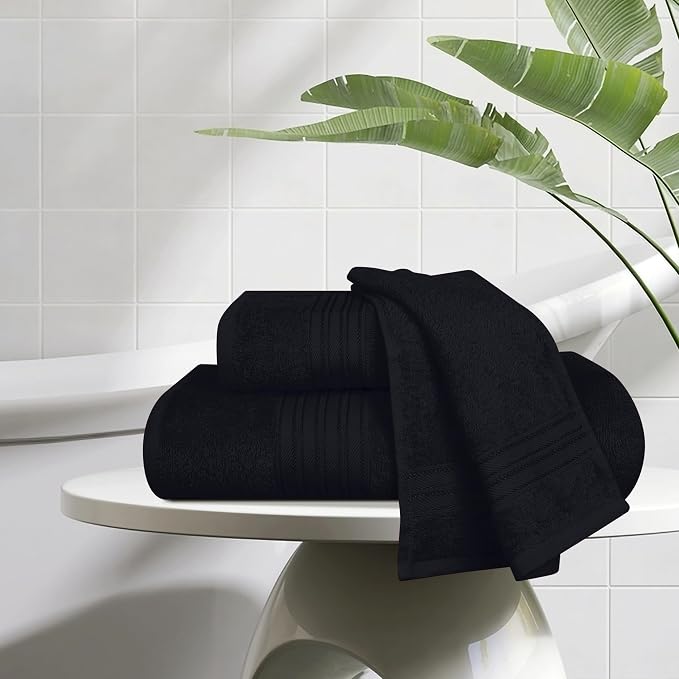 BOUTIQUO Ultra Soft 3 Pack Cotton Towel Set, Contains a Bath Towels 28x55 inch - Image 3
