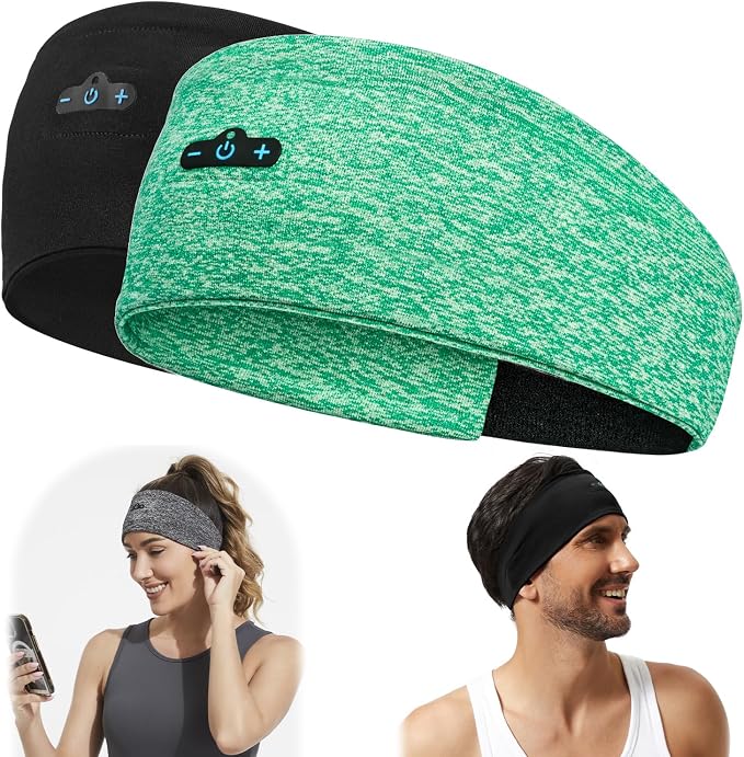BORAYDA 2-Pack Bluetooth Headband, 18 Hours Play Time, HD Stereo, Built-in by BORAYDA