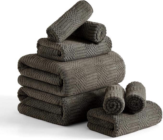 8 Piece Bath Towel Set-2 Oversized Bath Sheets, 2 Hand Towels, 4 by Ycosy