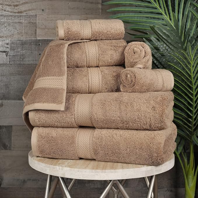 Superior Egyptian Cotton Pile 8 Piece Towel Set, Includes 2 Bath, 2 Hand - Image 2