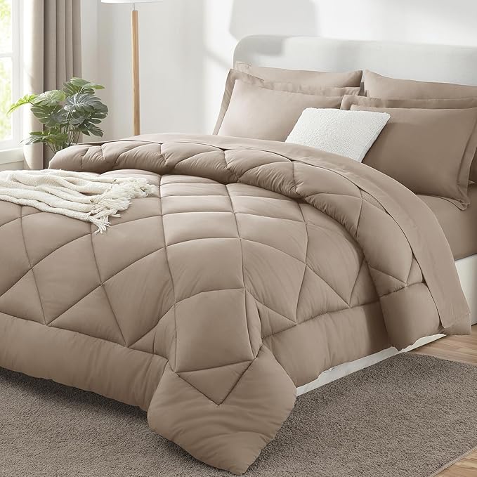 CozyLux King Size Comforter Set Khaki by CozyLux