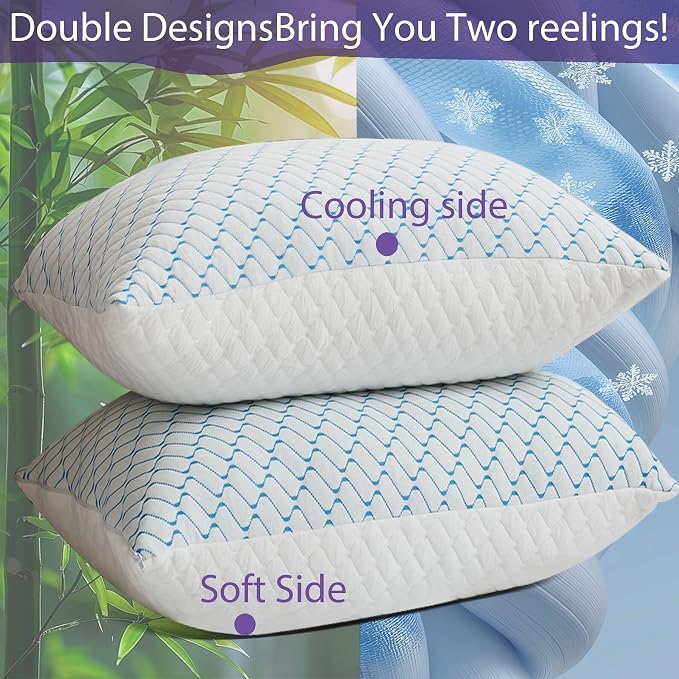 VAINOC Memory Foam Pillows Queen Size Set of 2, Adjustable Cooling Pillow - Image 9
