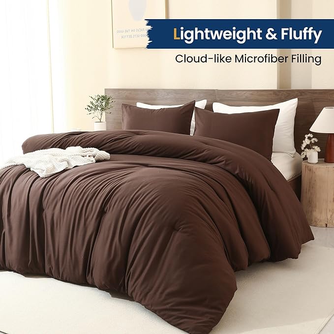 Paxrac Brown Oversized King Comforter Set 120x98In, 3 Pieces Comforter Set - Image 3