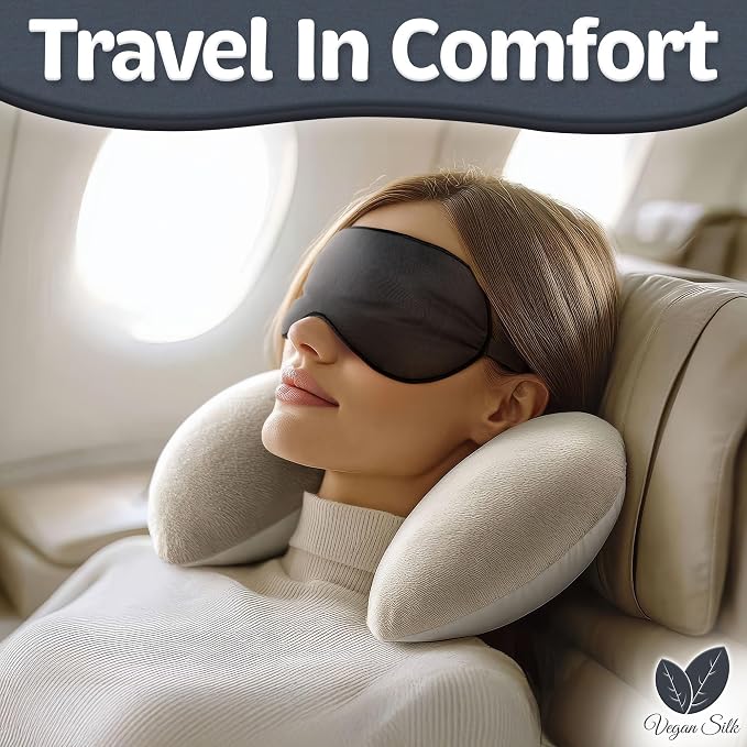 Sleep Mask - Black, 100% Tencel Derived from Natural Wood Pulp - Lightweight - Image 7