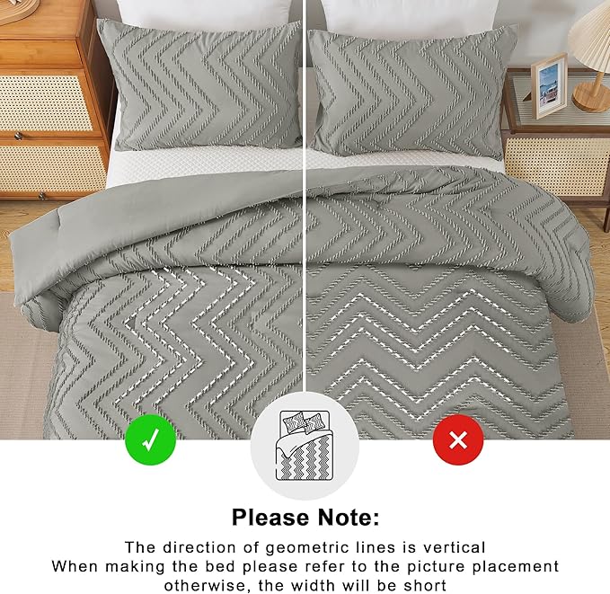 Andency Medium Grey Comforter Set Full Size, Boho Grey Soft Warm Bedding - Image 5