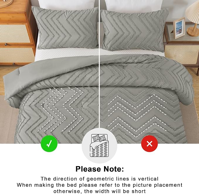 Andency Medium Grey Comforter Set Queen Size, Boho Soft Warm Tufted Bedding - Image 5
