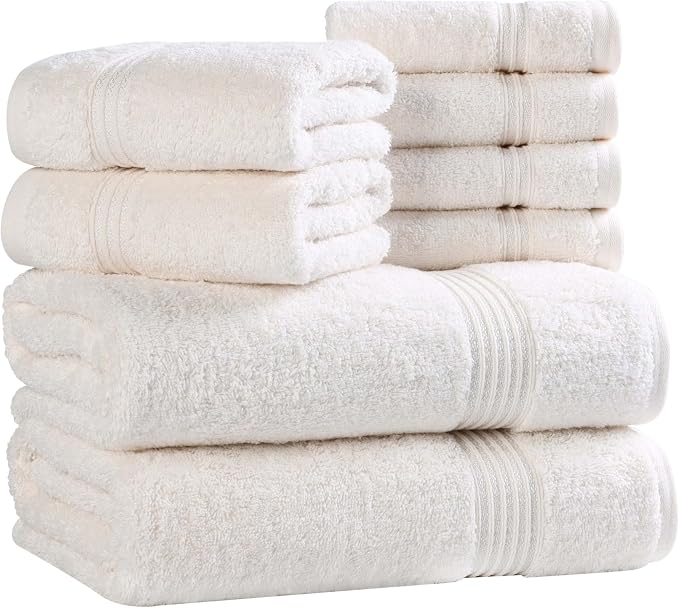 Superior Egyptian Cotton 8-Piece Towel Set, Guest Bath Decor Essentials - Image 2