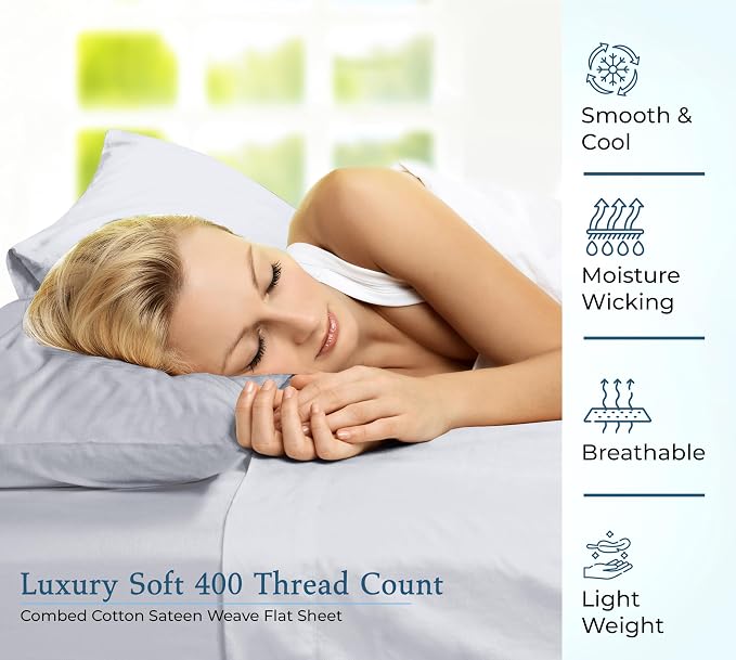 400 Thread Count 100% American Grown Cotton Flat Sheet - Image 5