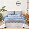 WONGS BEDDING Boho King Quilt Set, Light Blue Bohemian King Quilt Bedding Set by WONGSBEDDING