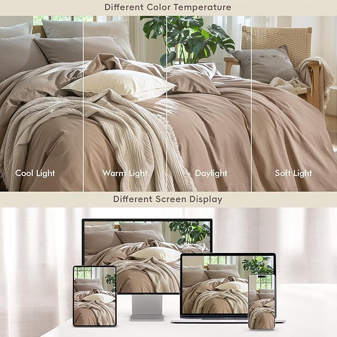 MooMee Bedding Duvet Cover Set 100% Washed Cotton Linen Like Textured - Image 7