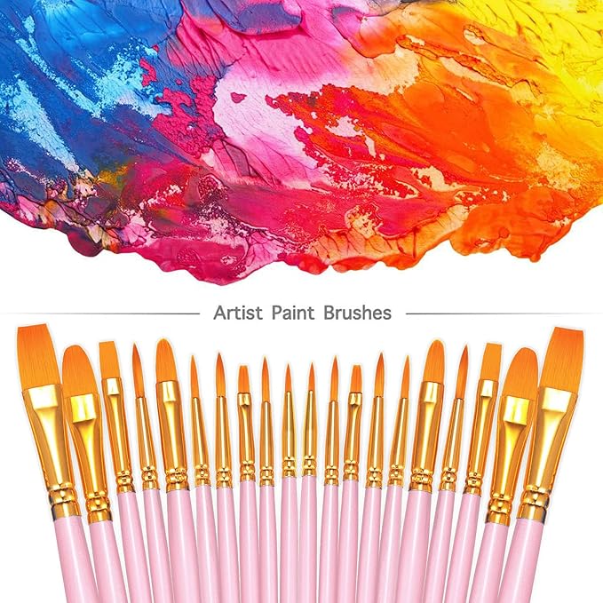 BOSOBO Paint Brushes Set, 4 Pack 40 Pcs Round Pointed Tip Paintbrushes Nylon - Image 2