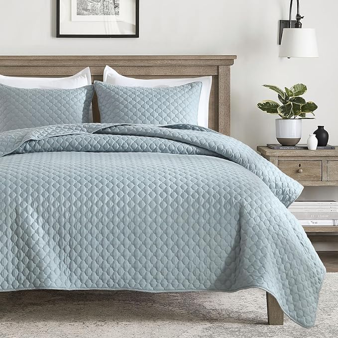 HORIMOTE HOME Quilt Queen Size Chambray Blue, Lightweight Quilts by HORIMOTEHOME